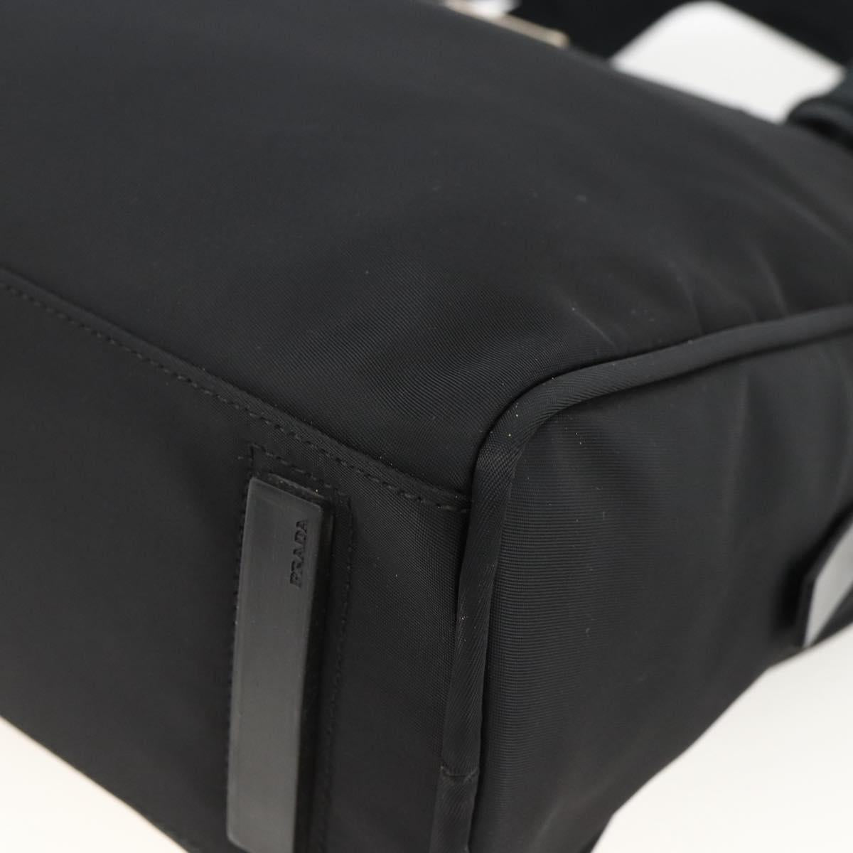 PRADA Hand Bag Nylon Black Silver Auth 174539A