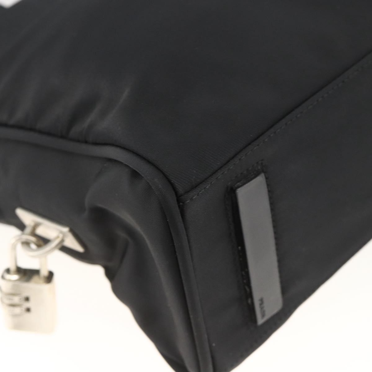 PRADA Hand Bag Nylon Black Silver Auth 174539A