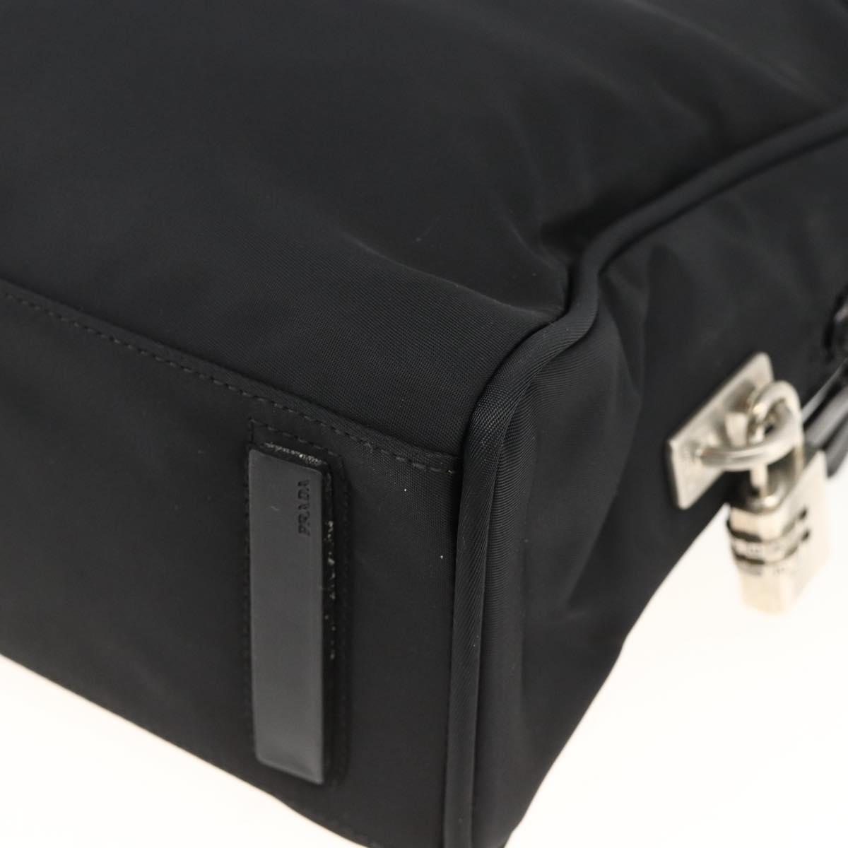 PRADA Hand Bag Nylon Black Silver Auth 174539A