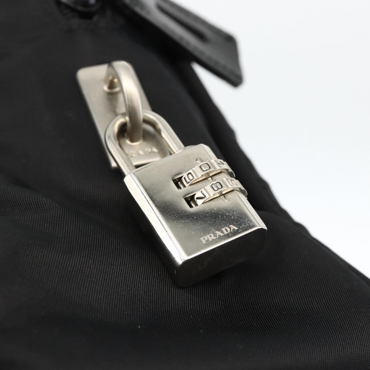 PRADA Hand Bag Nylon Black Silver Auth 174539A