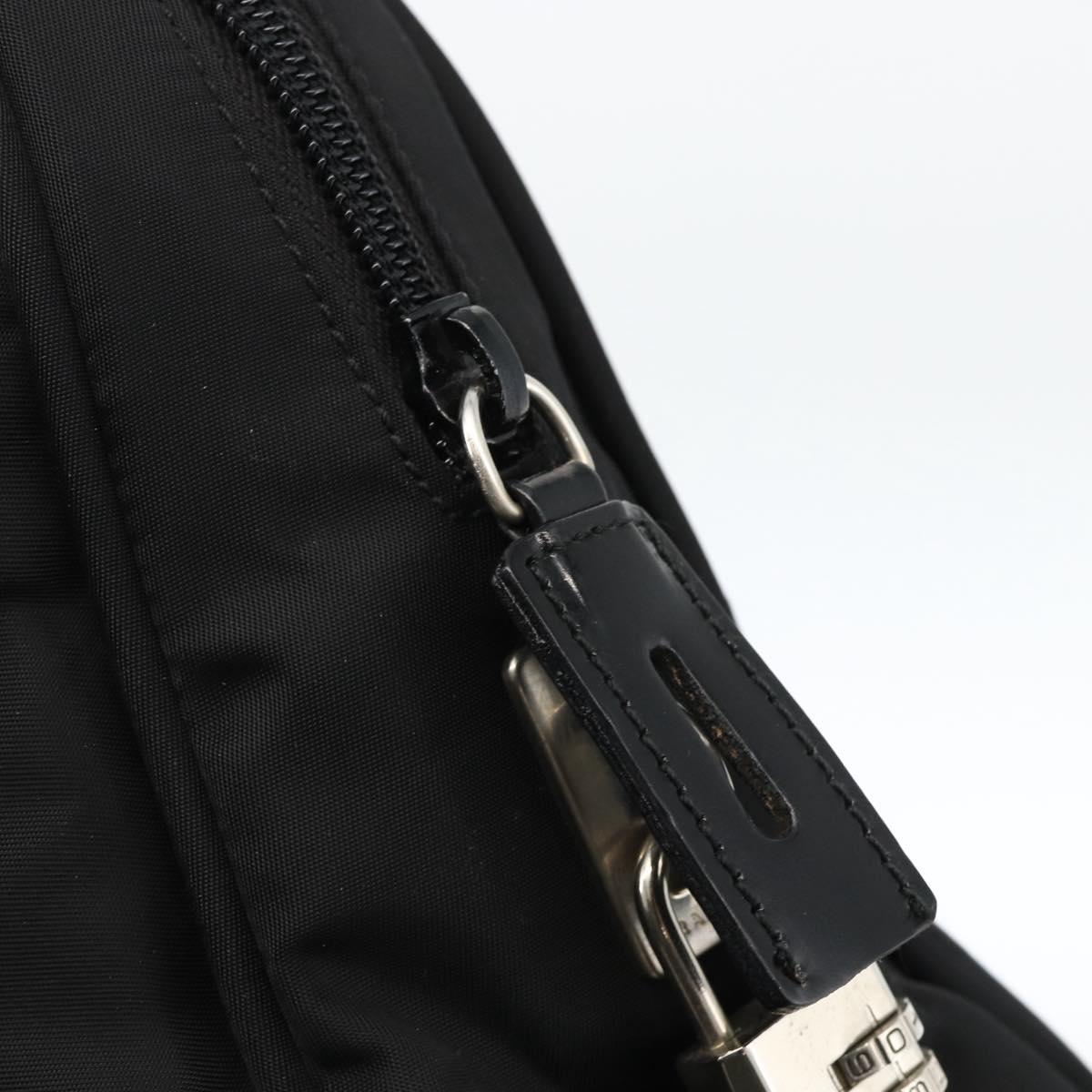 PRADA Hand Bag Nylon Black Silver Auth 174539A