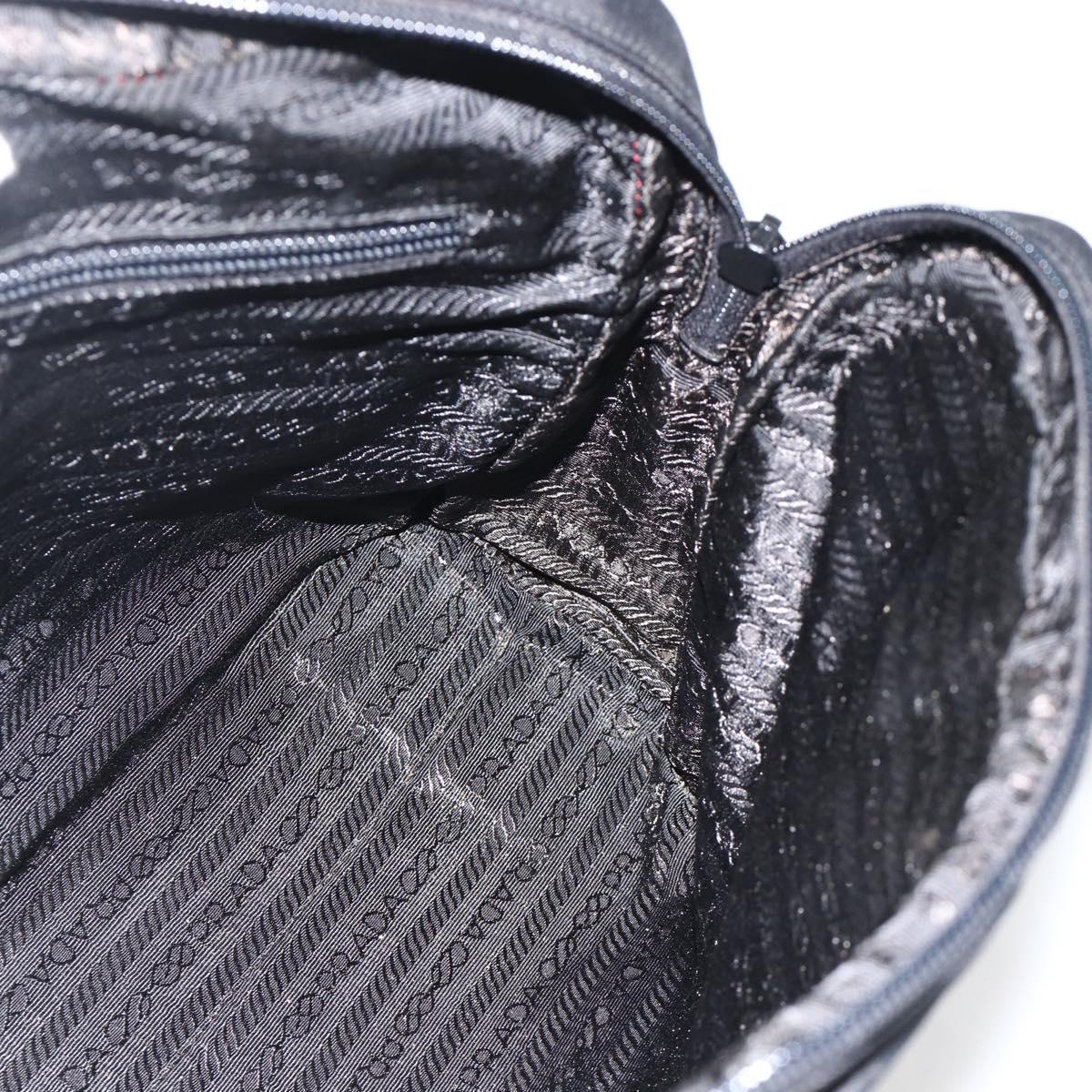 PRADA Hand Bag Nylon Black Silver Auth 174539A