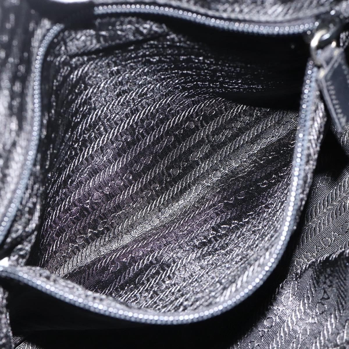 PRADA Hand Bag Nylon Black Silver Auth 174539A