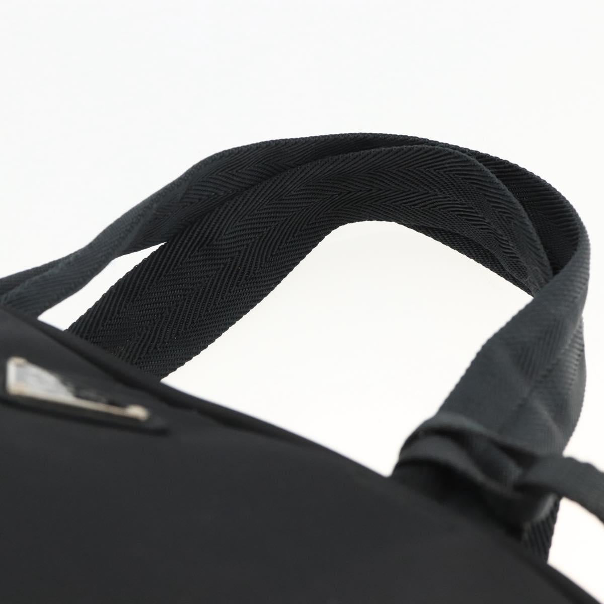 PRADA Hand Bag Nylon Black Silver Auth 174539A