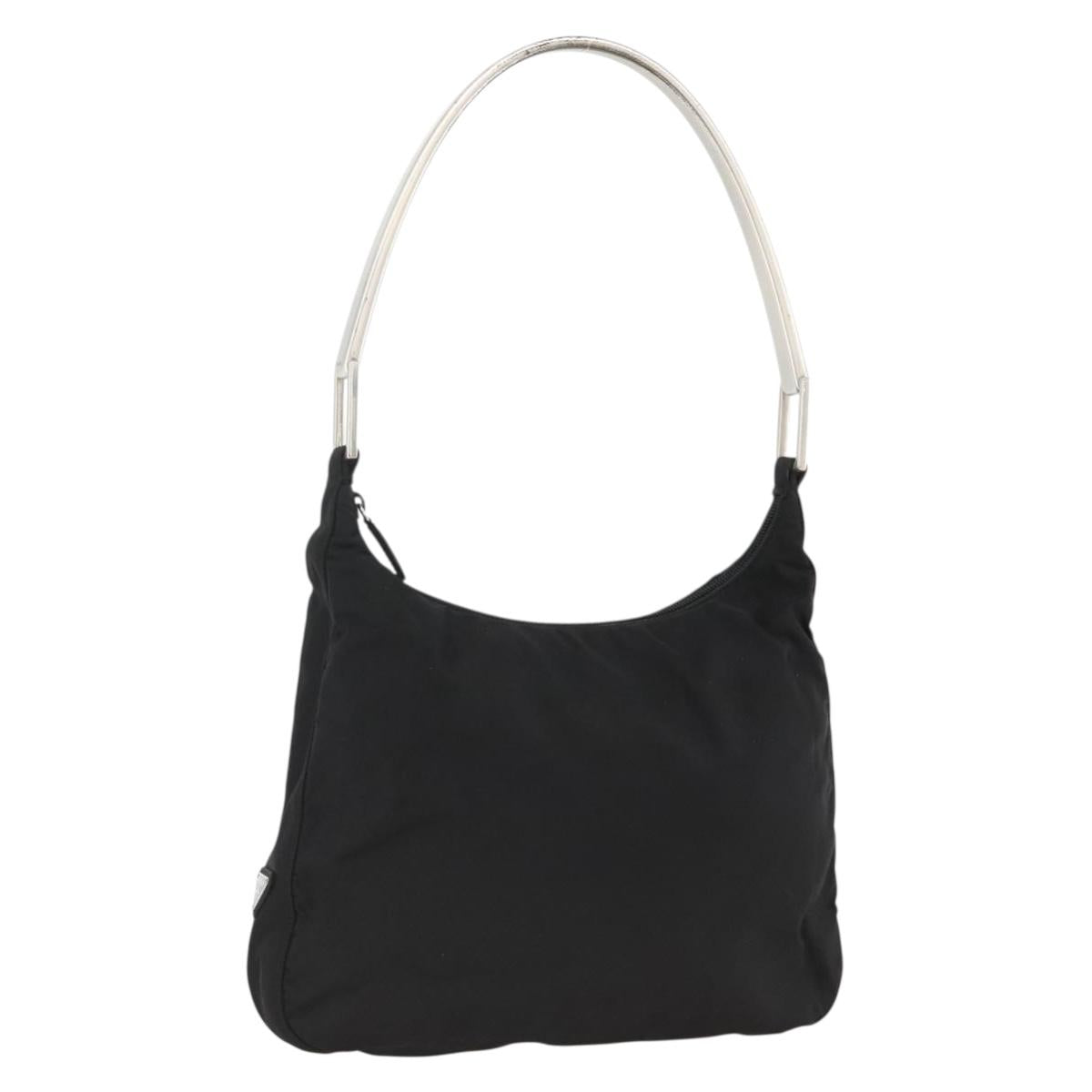 PRADA Shoulder Bag Nylon Black Silver Auth 174544