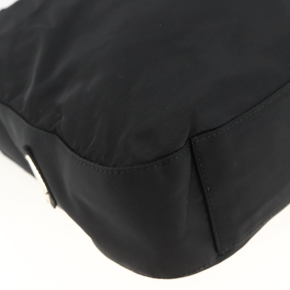 PRADA Shoulder Bag Nylon Black Silver Auth 174544