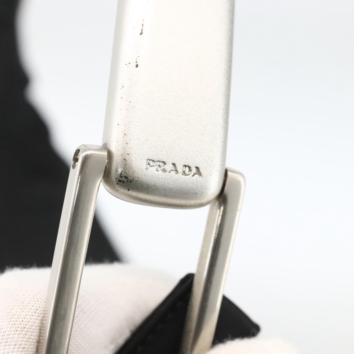 PRADA Shoulder Bag Nylon Black Silver Auth 174544