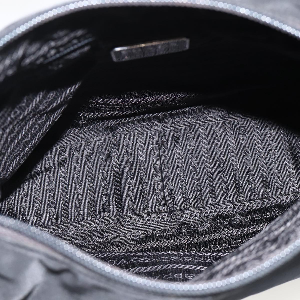 PRADA Shoulder Bag Nylon Black Silver Auth 174544