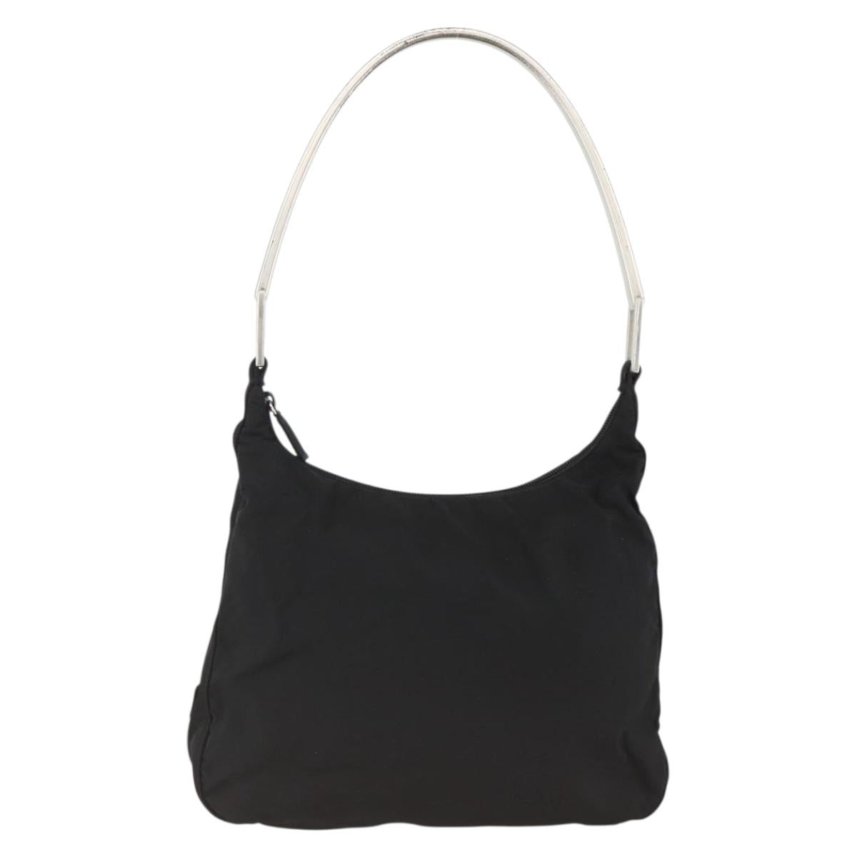 PRADA Shoulder Bag Nylon Black Silver Auth 174544
