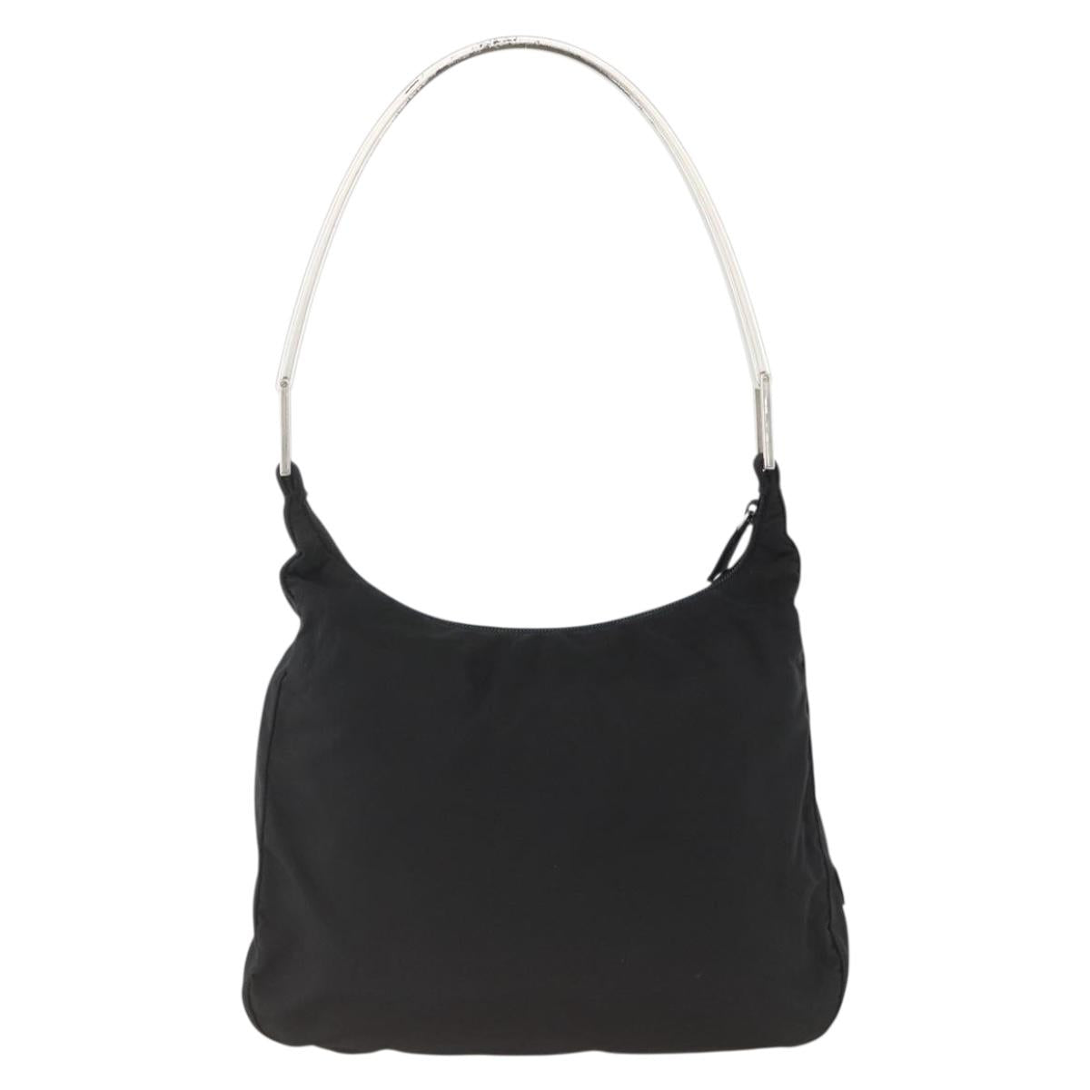 PRADA Shoulder Bag Nylon Black Silver Auth 174544