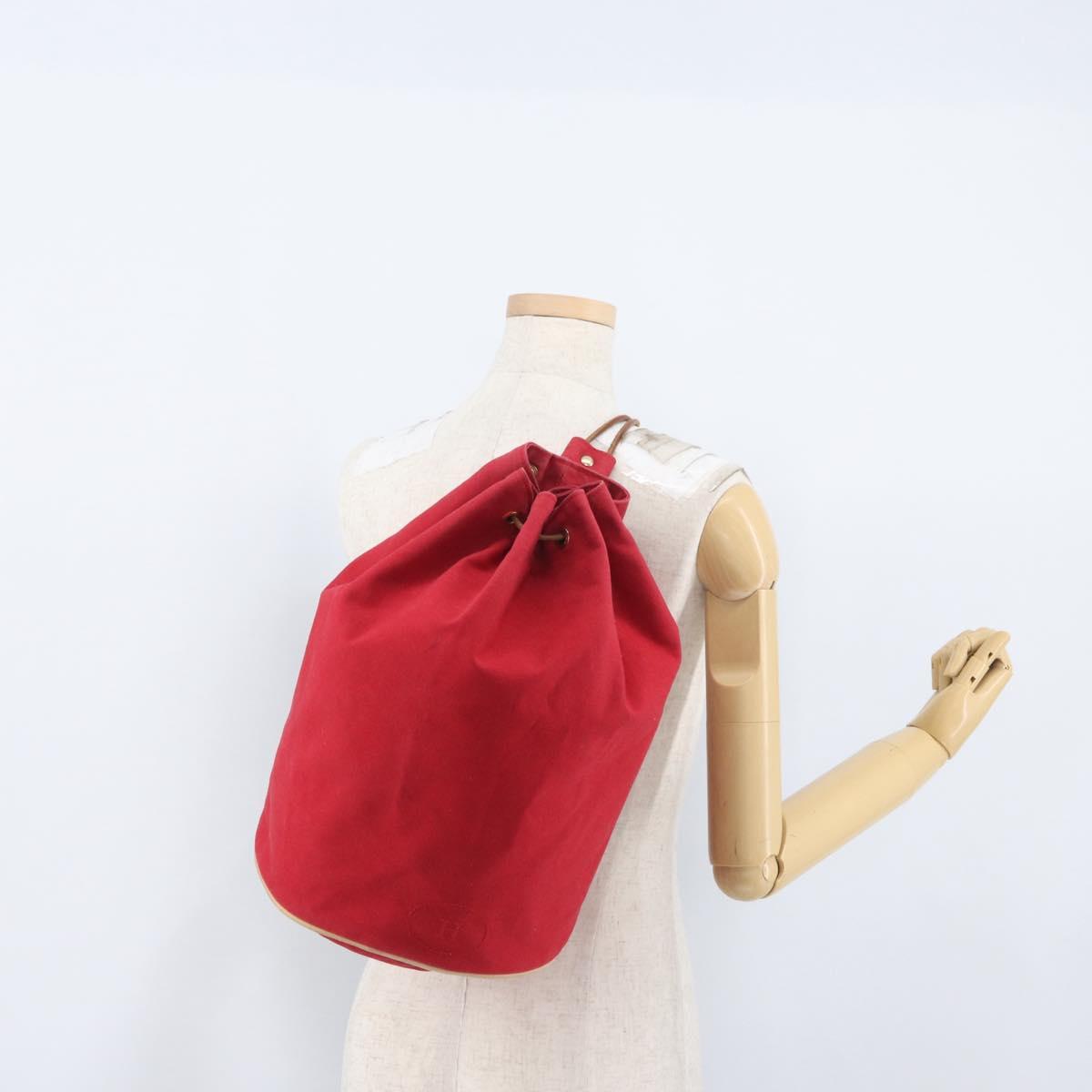 HERMES Purse Porosion Mimill PM Shoulder Bag Cotton Red Auth 174545