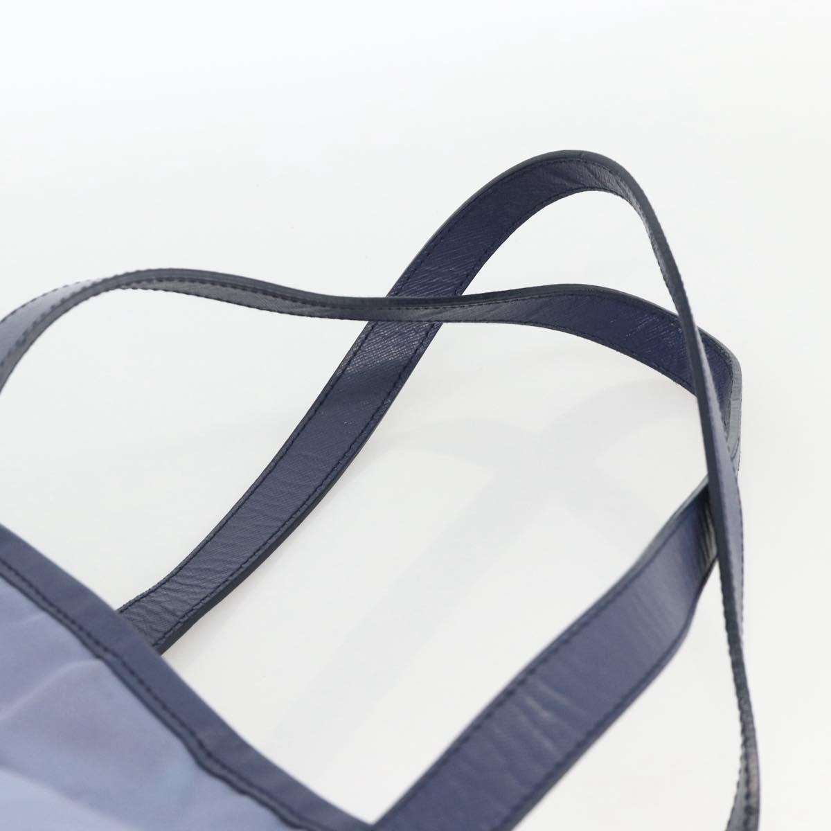 PRADA Tote Bag Nylon Leather Light Blue Silver Auth 174547