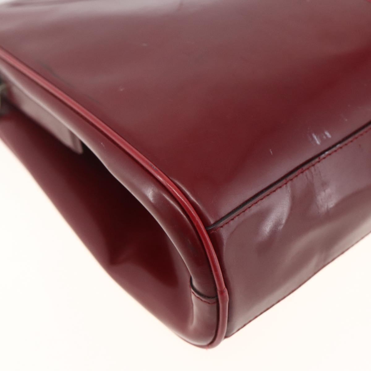 PRADA Hand Bag Leather Bordeaux Auth 174549