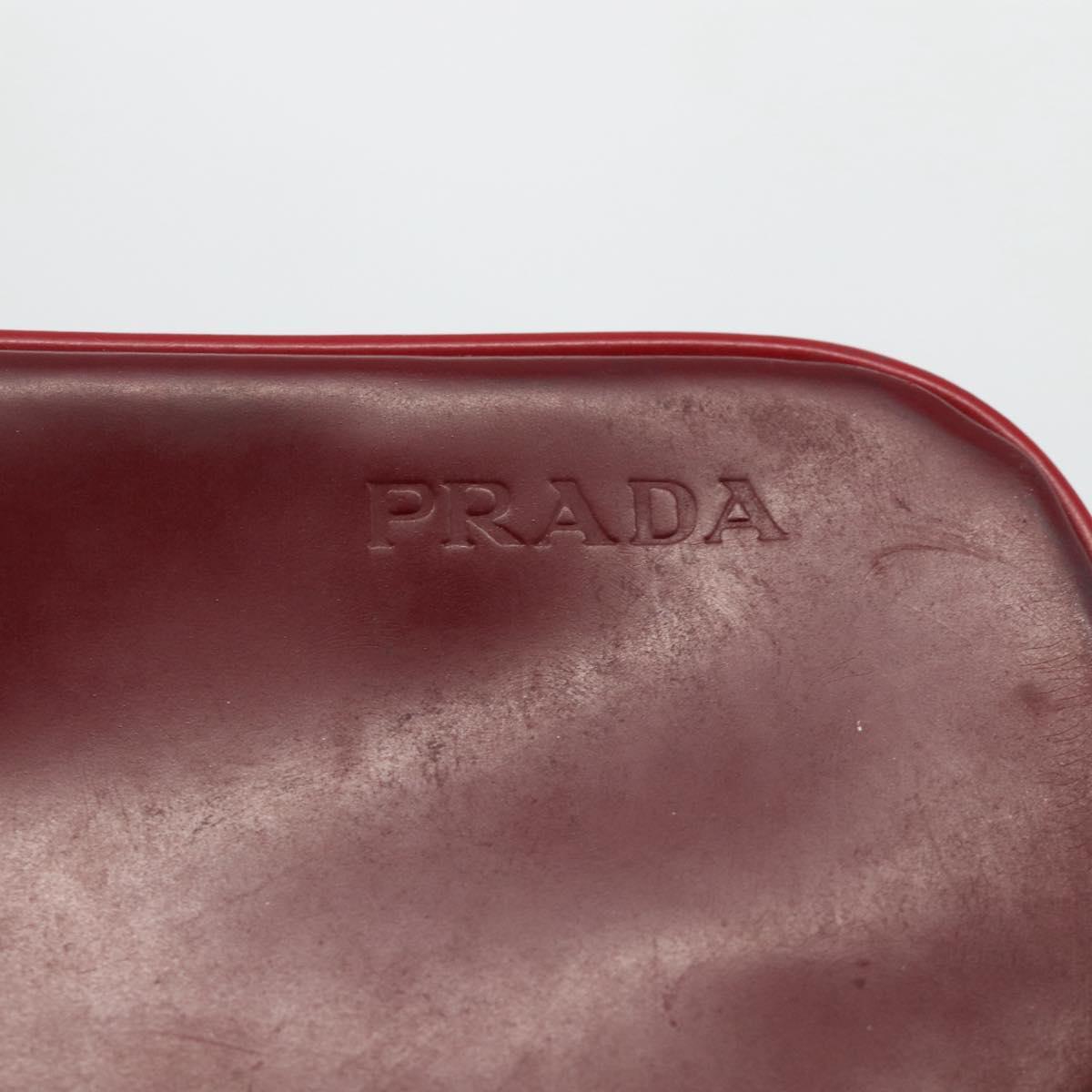 PRADA Hand Bag Leather Bordeaux Auth 174549
