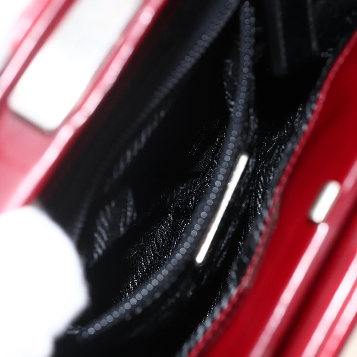PRADA Hand Bag Leather Bordeaux Auth 174549
