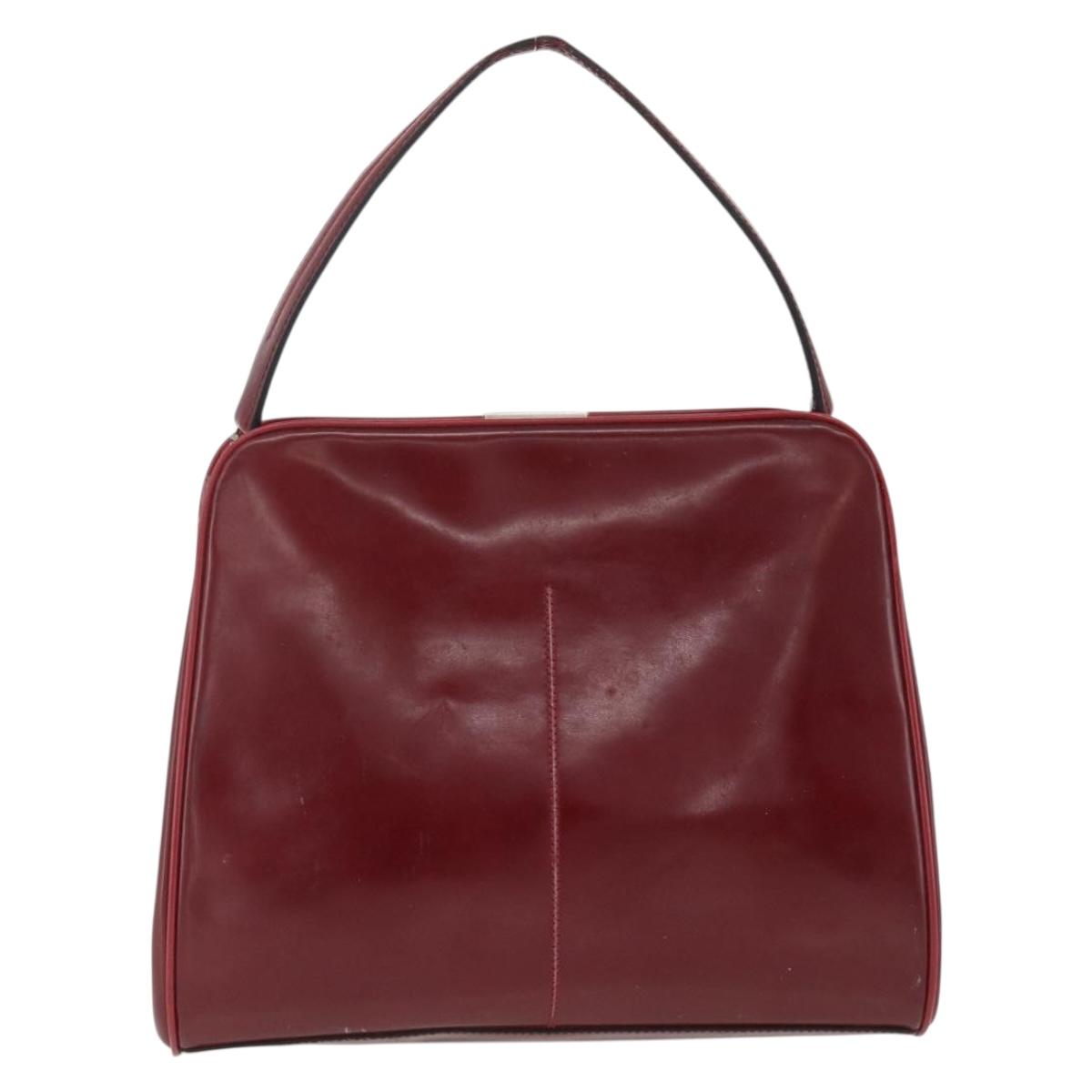 PRADA Hand Bag Leather Bordeaux Auth 174549