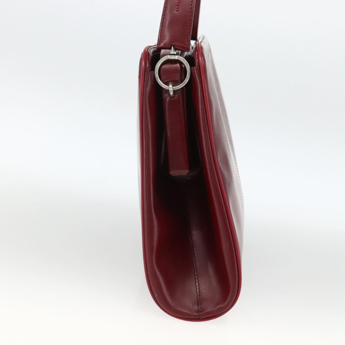PRADA Hand Bag Leather Bordeaux Auth 174549
