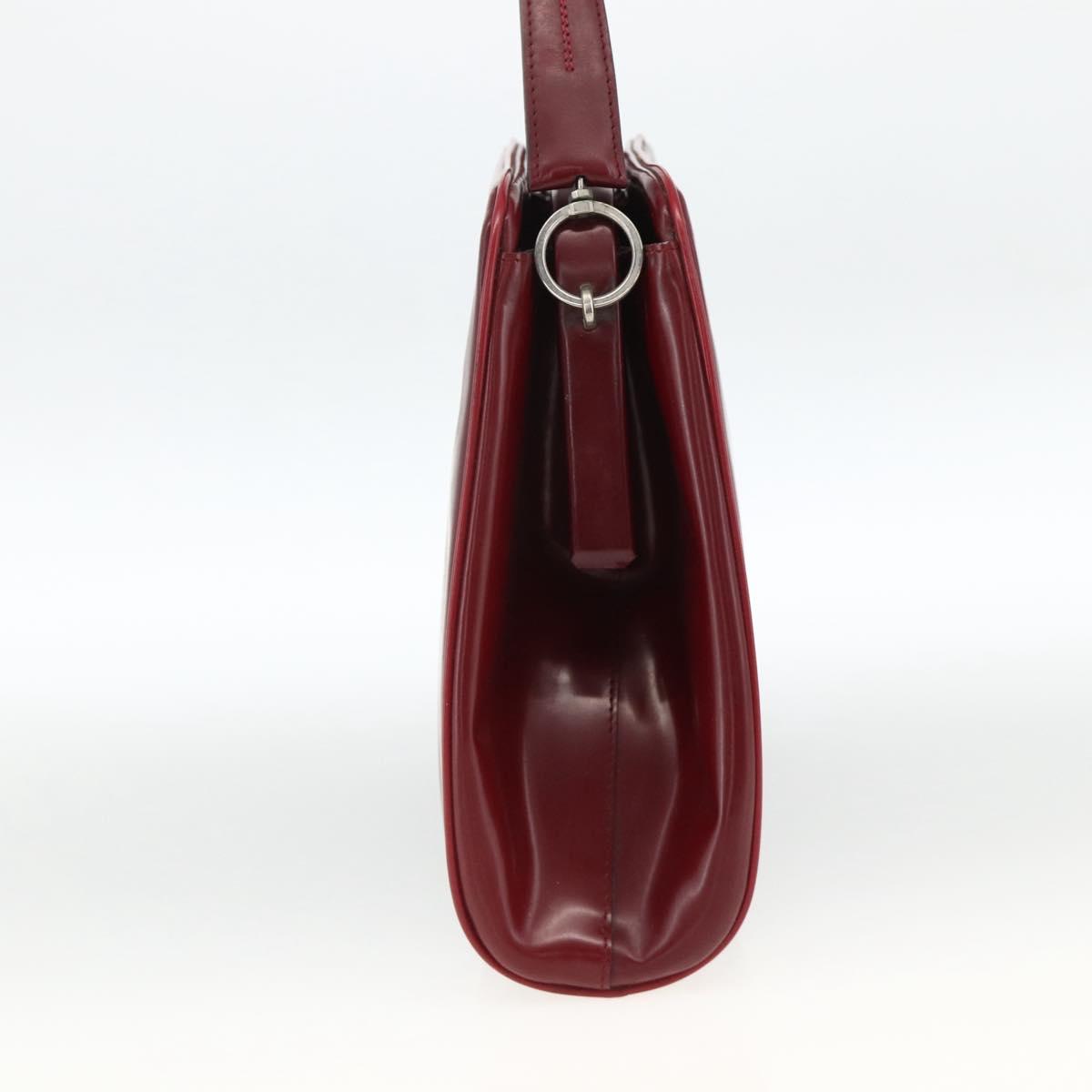 PRADA Hand Bag Leather Bordeaux Auth 174549