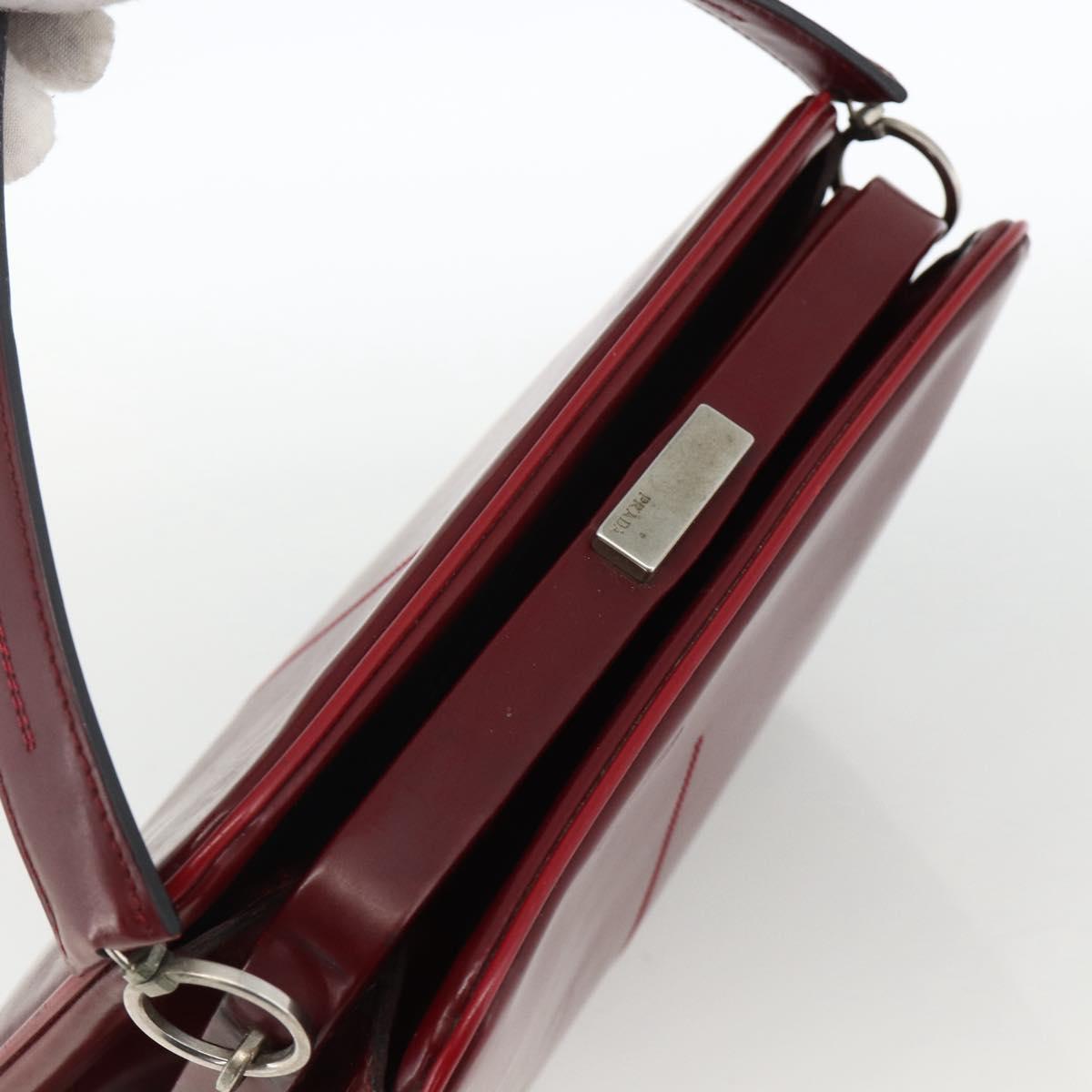 PRADA Hand Bag Leather Bordeaux Auth 174549