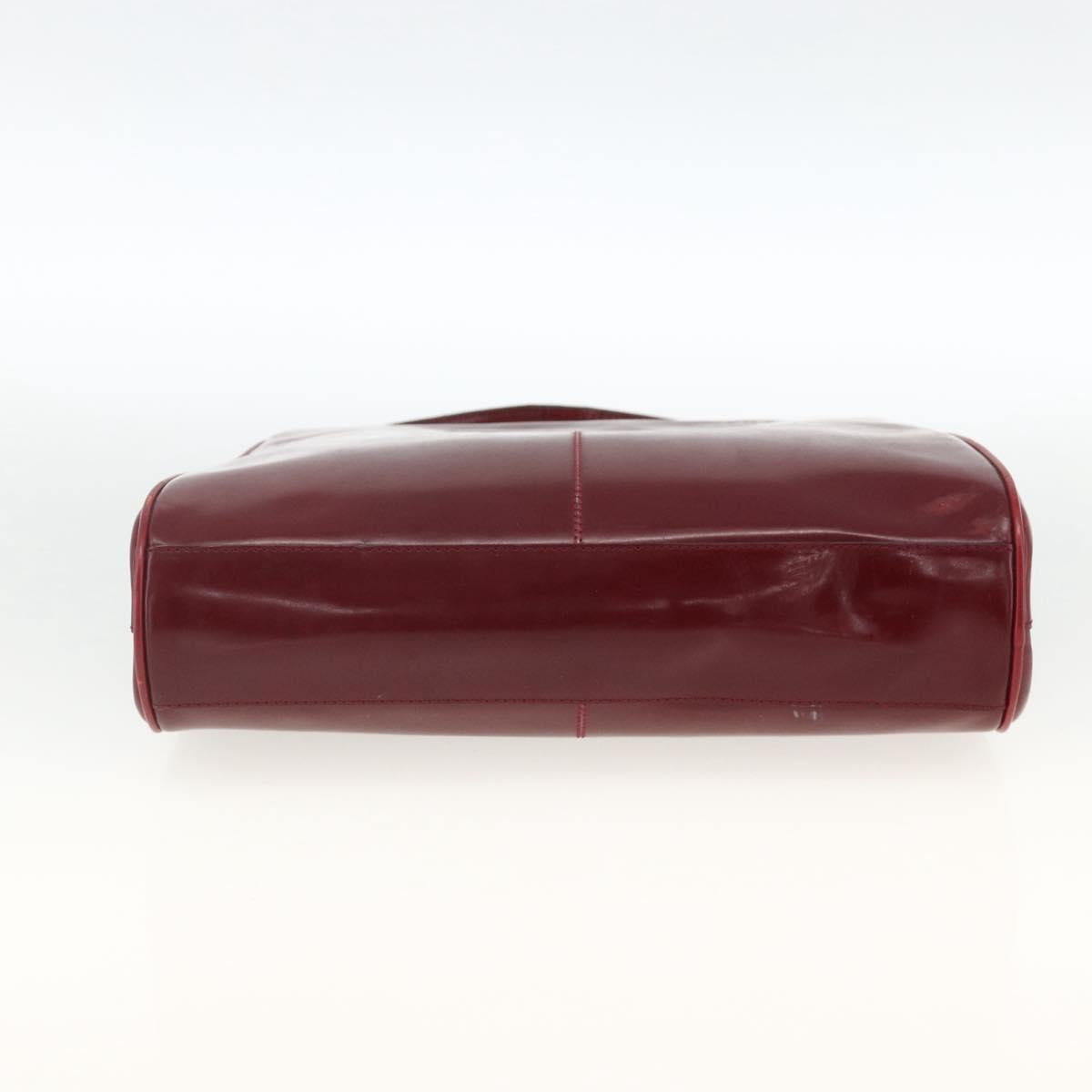 PRADA Hand Bag Leather Bordeaux Auth 174549