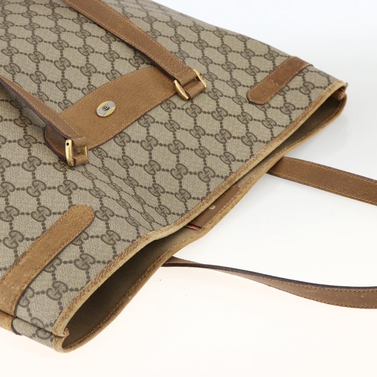GUCCI GG Supreme Tote Bag PVC Beige Gold 39 02 061 Auth 174551