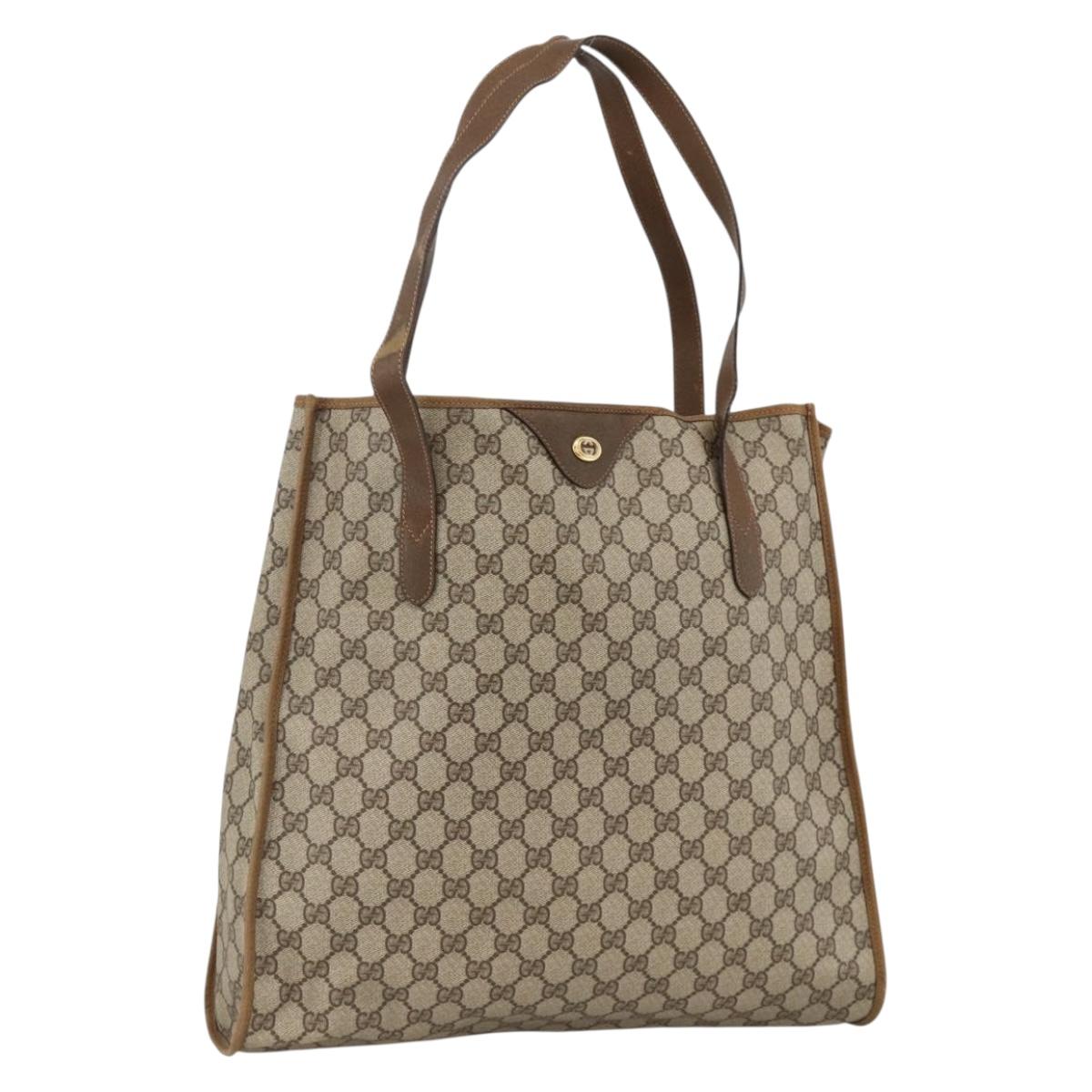GUCCI GG Supreme Tote Bag PVC Beige 92 02 998 Auth 174552