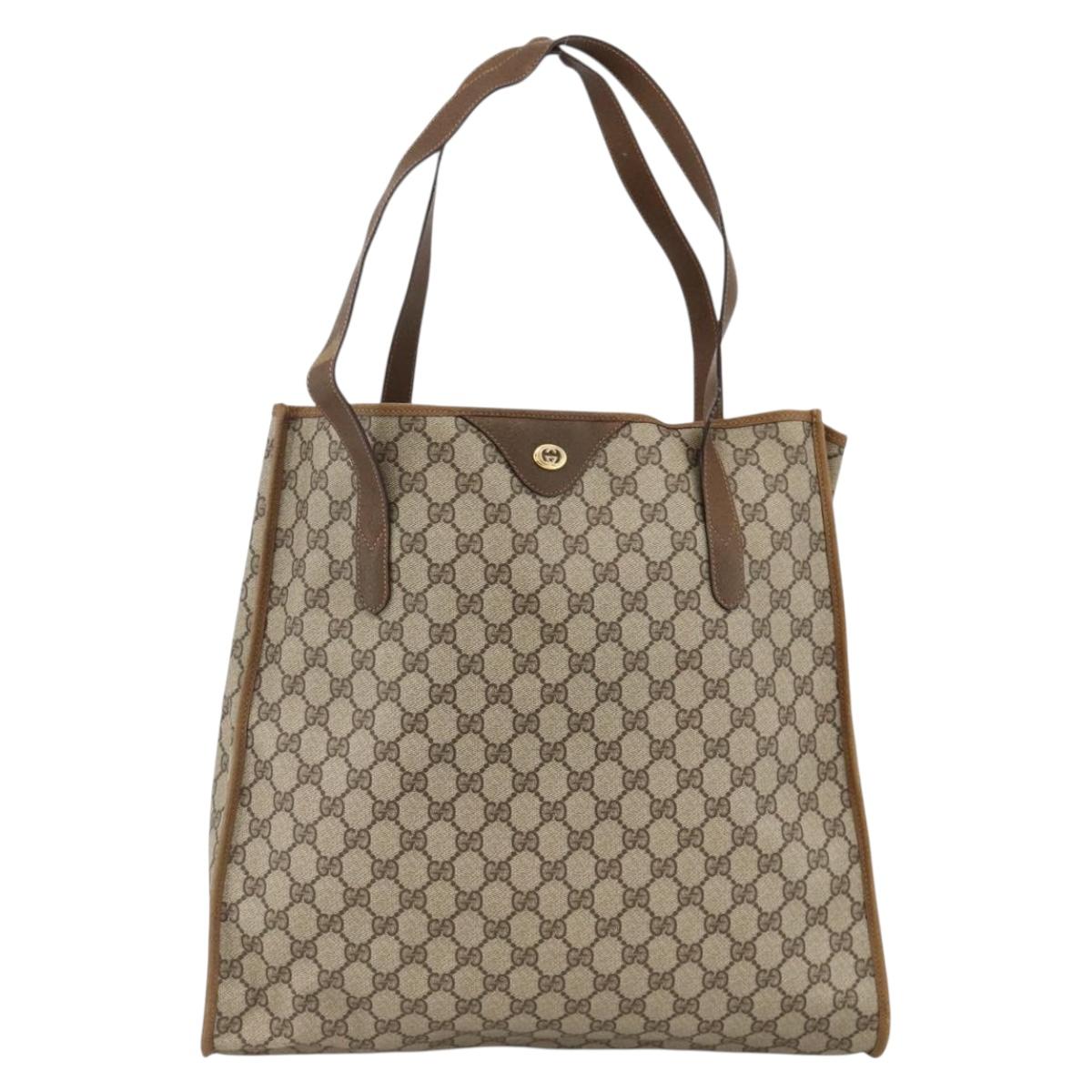 GUCCI GG Supreme Tote Bag PVC Beige 92 02 998 Auth 174552