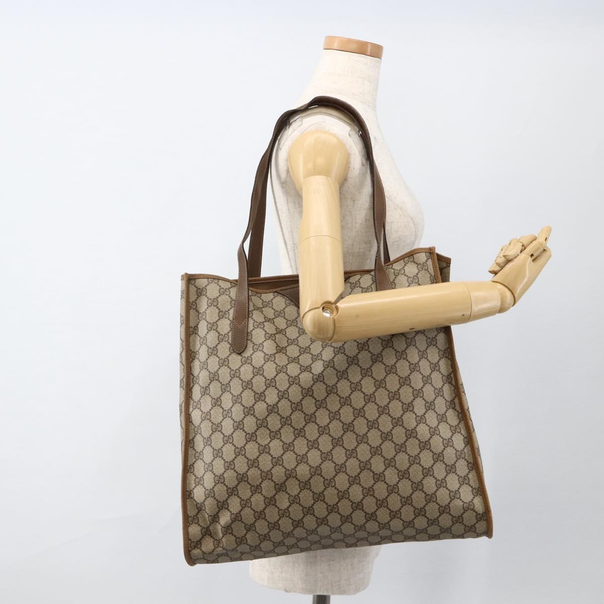 GUCCI GG Supreme Tote Bag PVC Beige 92 02 998 Auth 174552
