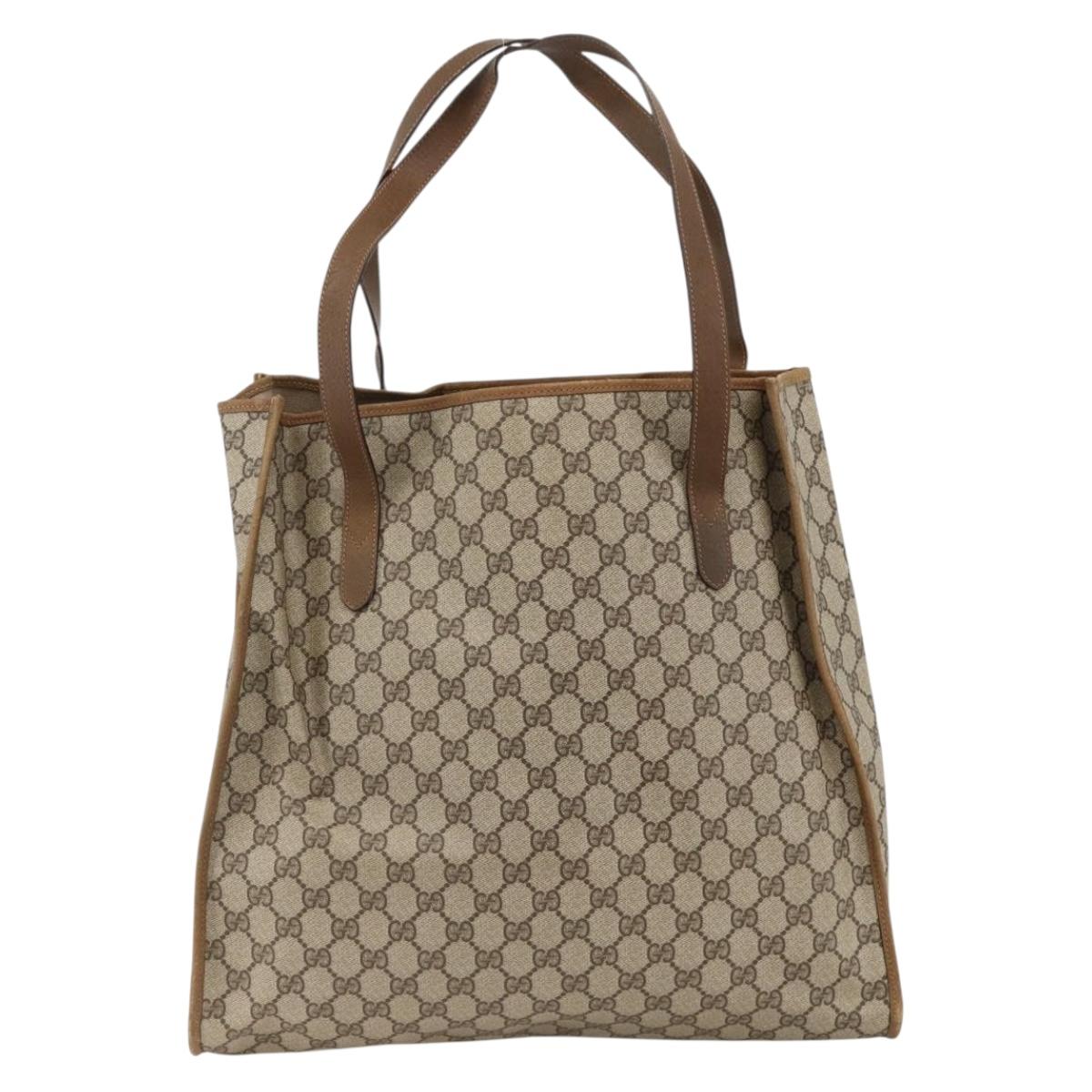 GUCCI GG Supreme Tote Bag PVC Beige 92 02 998 Auth 174552