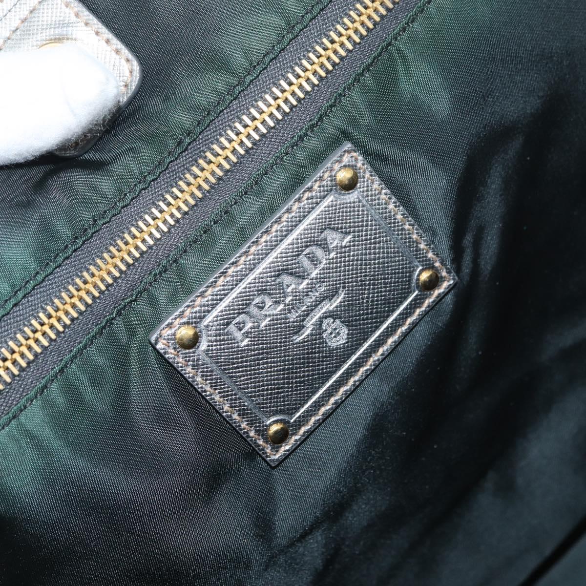 PRADA Tote Bag Nylon Gray Gold Auth 174553