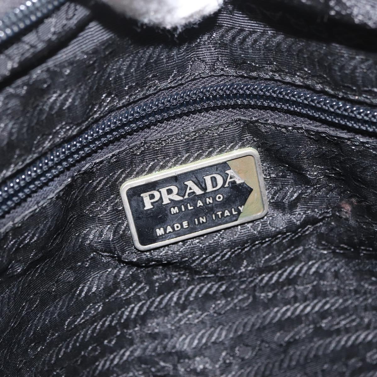 PRADA Plastic Chain Tote Bag Nylon Khaki Silver Auth 174554
