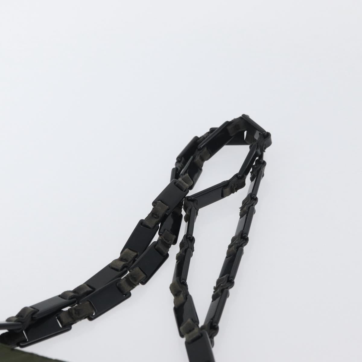 PRADA Plastic Chain Tote Bag Nylon Khaki Silver Auth 174554