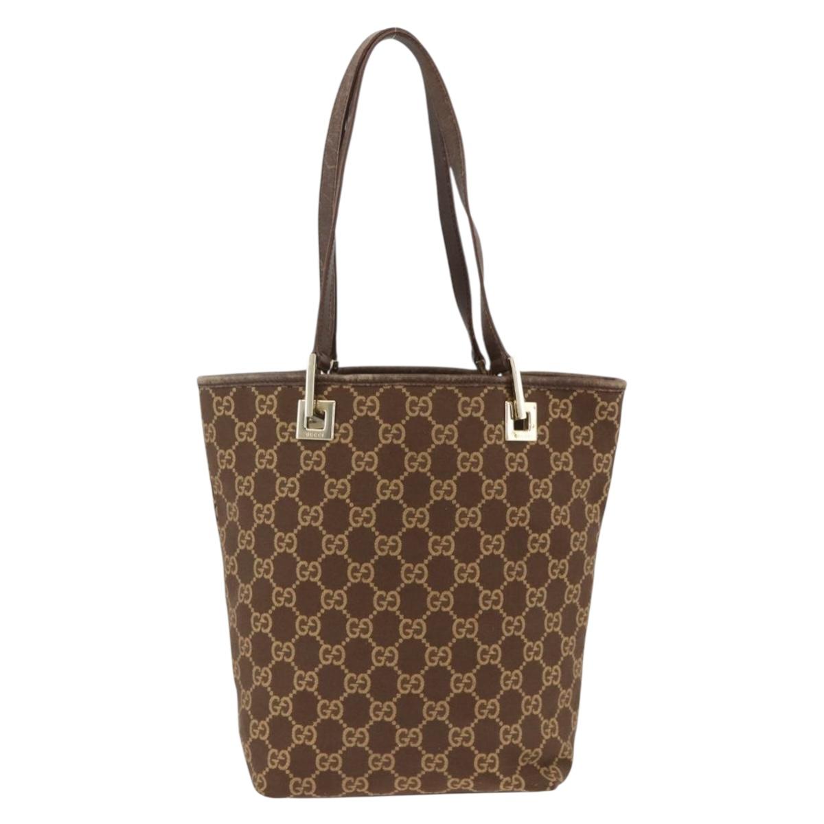 GUCCI GG Canvas Tote Bag Brown Gold 002 1099 Auth 174556