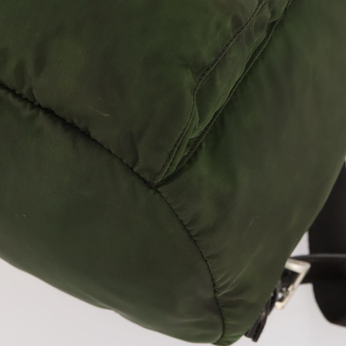 PRADA Backpack Nylon Green Silver Auth 174558