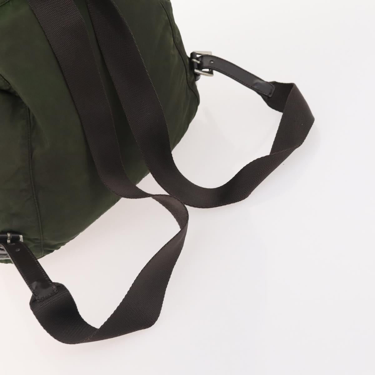 PRADA Backpack Nylon Green Silver Auth 174558