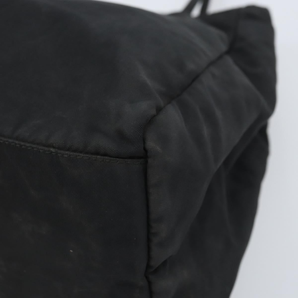 PRADA Tote Bag Nylon Black Silver Auth 174561