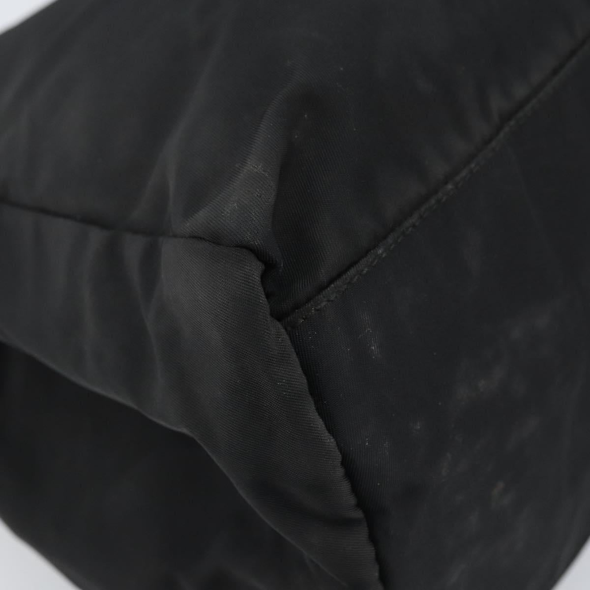 PRADA Tote Bag Nylon Black Silver Auth 174561