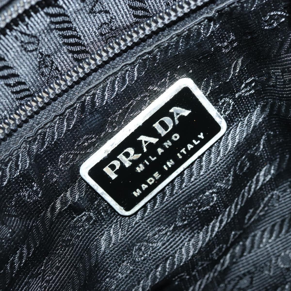 PRADA Tote Bag Nylon Black Silver Auth 174561