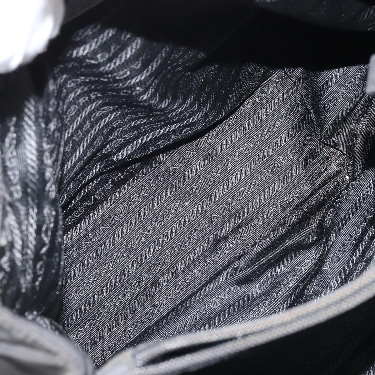PRADA Tote Bag Nylon Black Silver Auth 174561