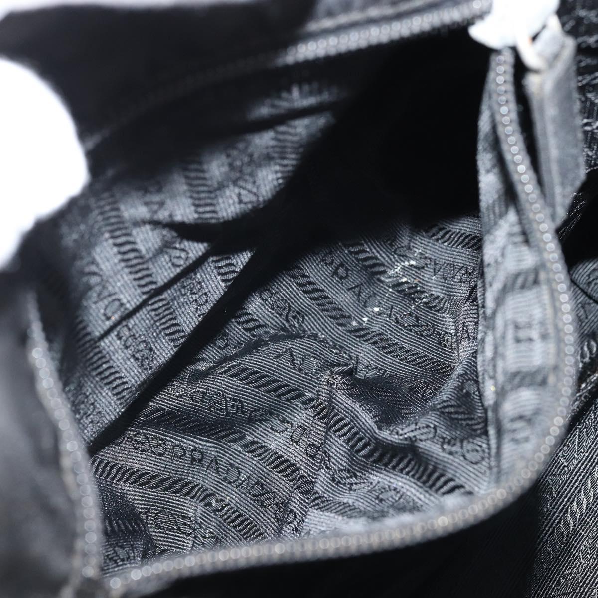 PRADA Tote Bag Nylon Black Silver Auth 174561