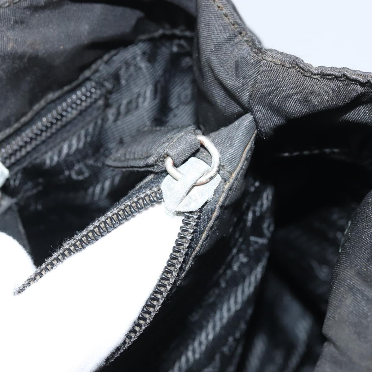 PRADA Tote Bag Nylon Black Silver Auth 174561