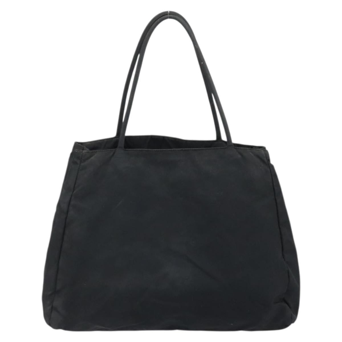 PRADA Tote Bag Nylon Black Silver Auth 174561