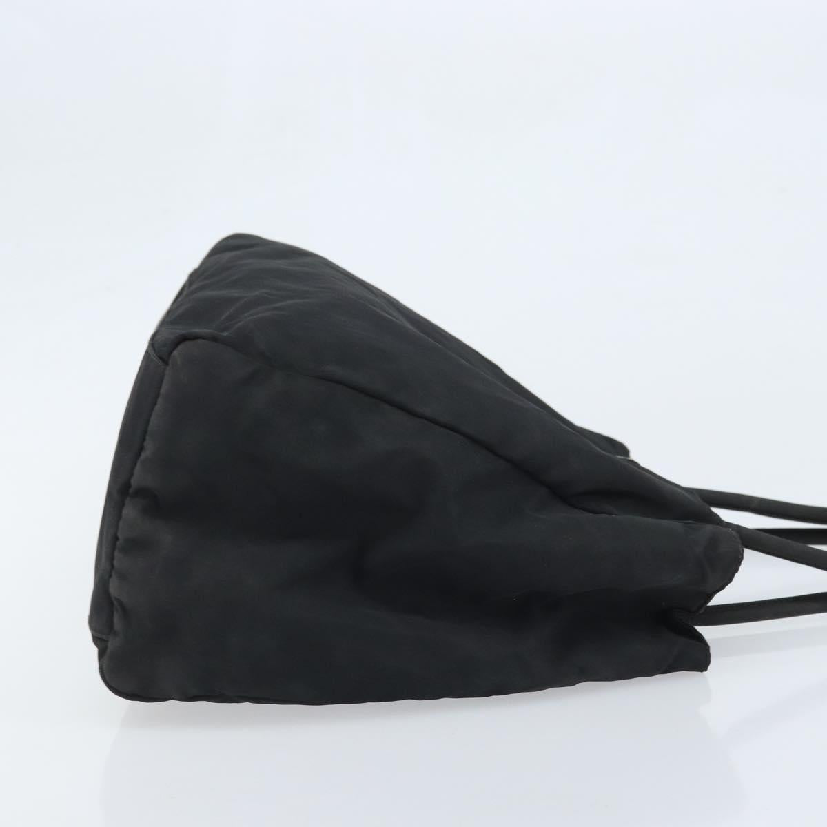 PRADA Tote Bag Nylon Black Silver Auth 174561