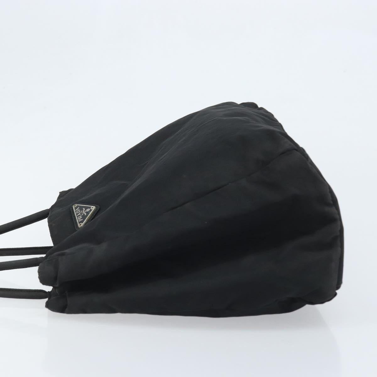 PRADA Tote Bag Nylon Black Silver Auth 174561
