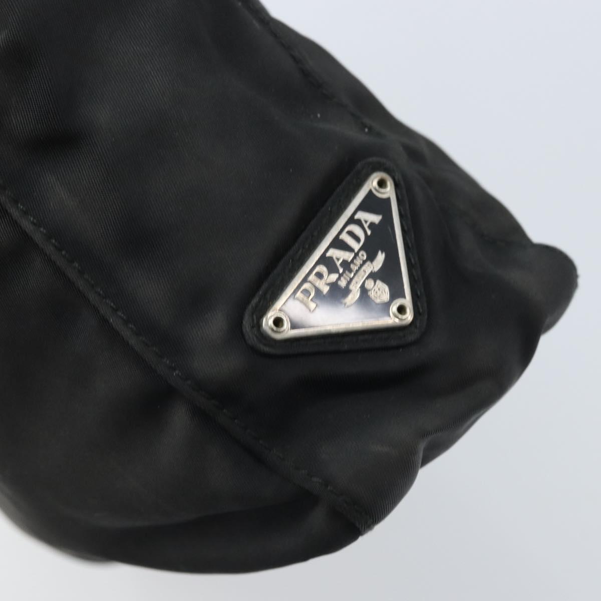 PRADA Tote Bag Nylon Black Silver Auth 174562