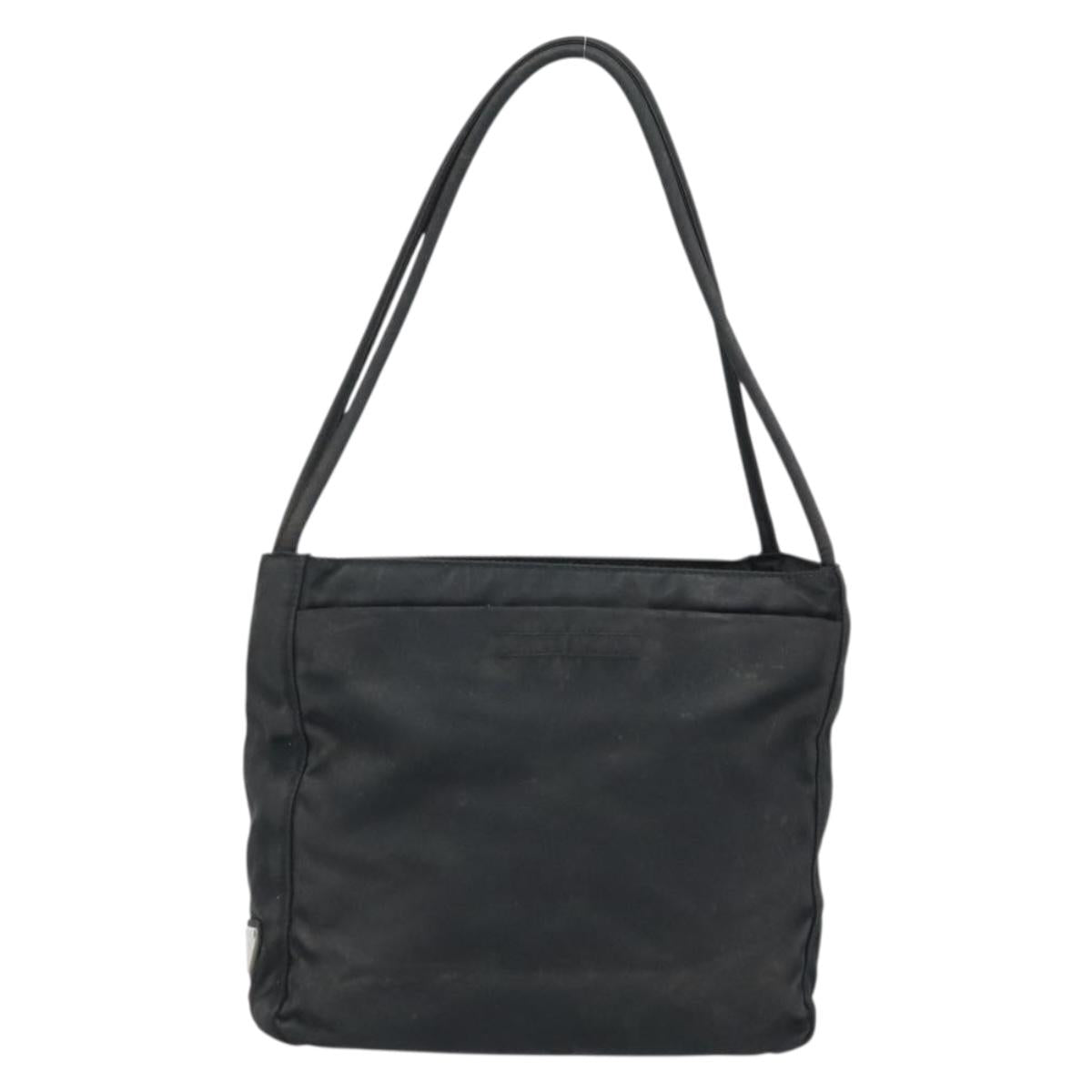 PRADA Tote Bag Nylon Black Silver Auth 174562