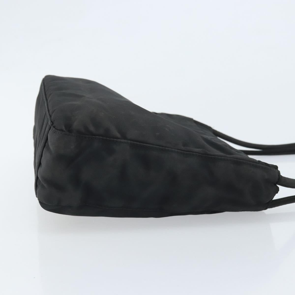 PRADA Tote Bag Nylon Black Silver Auth 174562