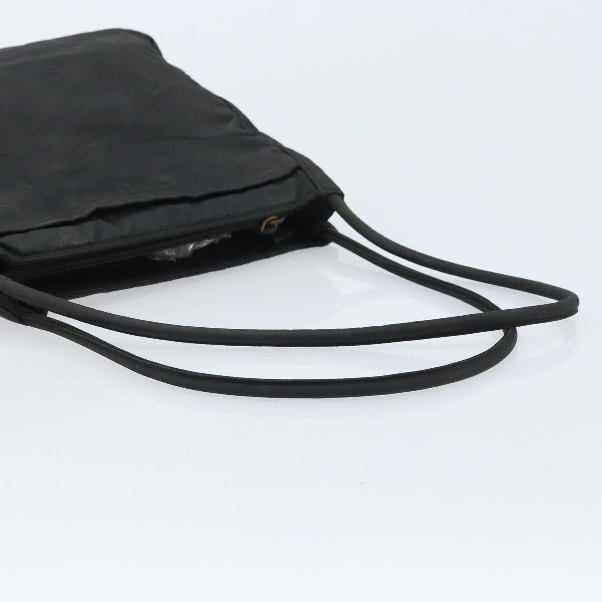 PRADA Tote Bag Nylon Black Silver Auth 174562