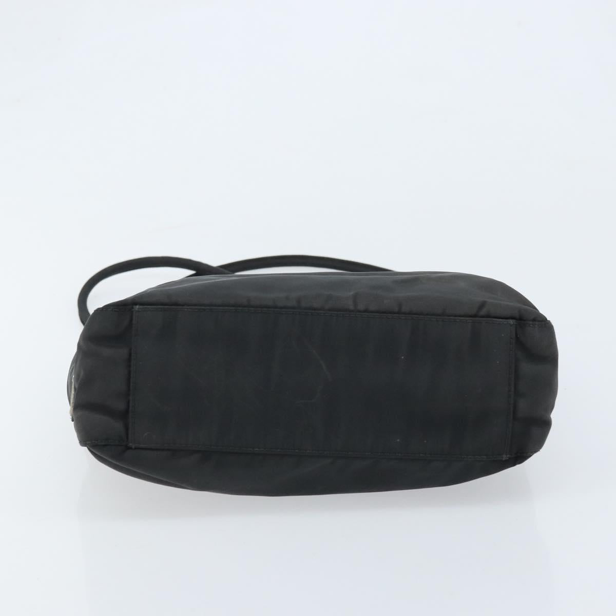PRADA Tote Bag Nylon Black Silver Auth 174562