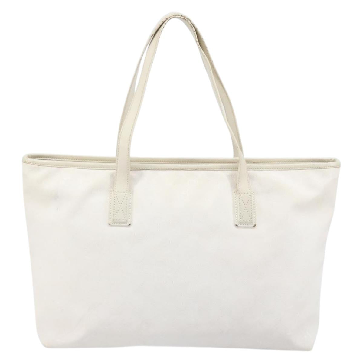 GUCCI GG Implementation Tote Bag PVC White Silver 211137 Auth 174563
